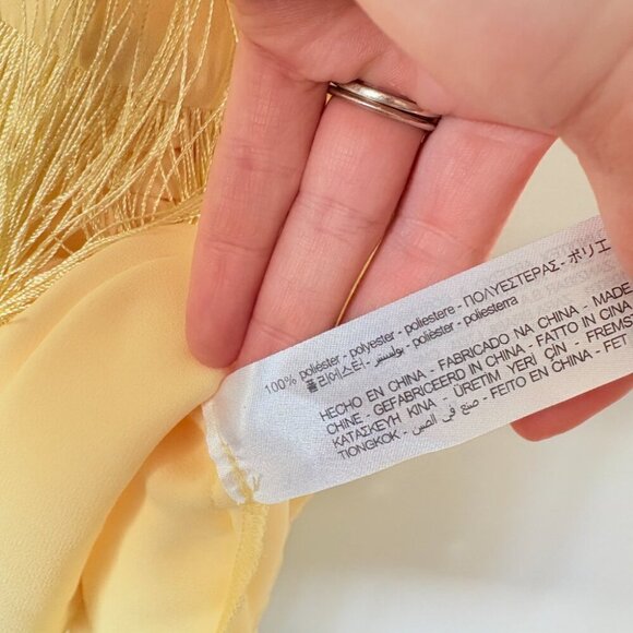 Zara Fringe Mini Dress Light Yellow Blogger Fav Size Small - Picture 13 of 13